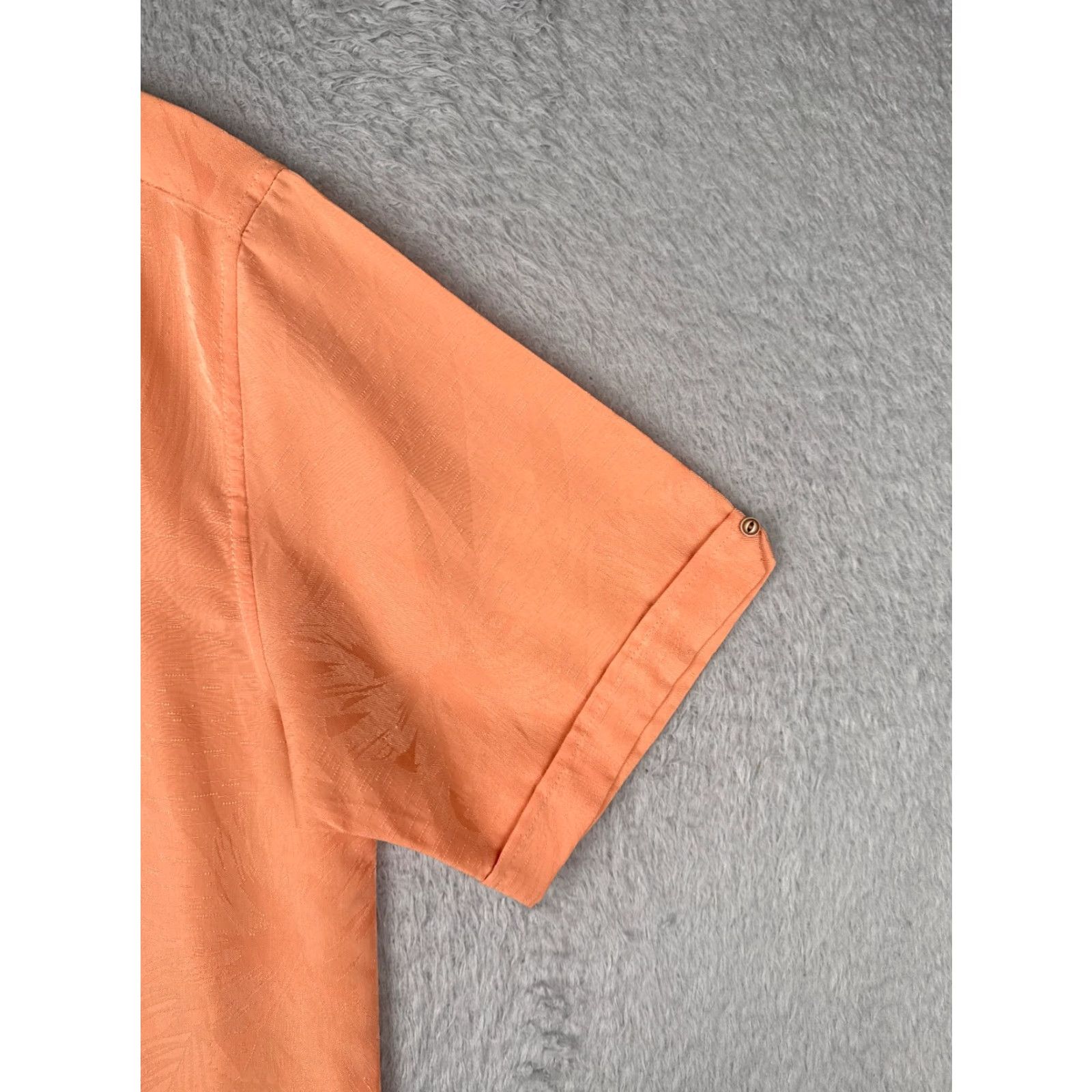 Cubavera Cubavera Men Shirt Casual Hawaiian Floral Orange Embroidered Button-Up Rayon Blend Size US L / EU 52-54 / 3 - 2 Thumbnail
