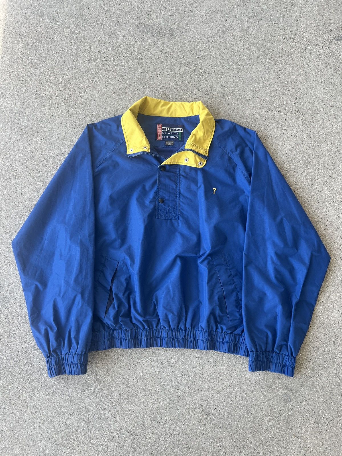 90s Guess USA Blue Yellow American Tradition Windbreaker Tops