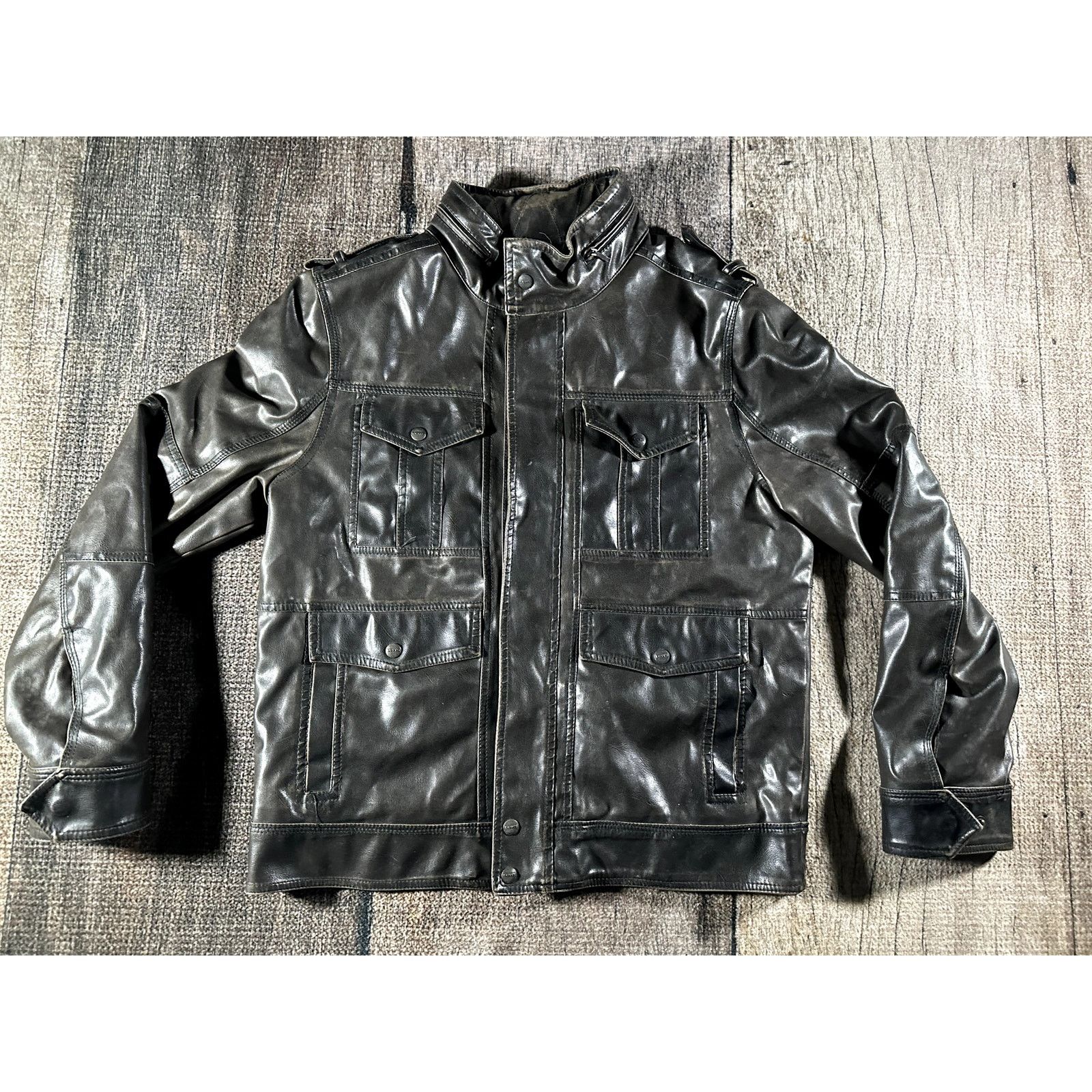 Levi's Levis Jacket Mens Medium Dk Brown Faux Leather Stowaway Hood Size US M / EU 48-50 / 2 - 2 Thumbnail