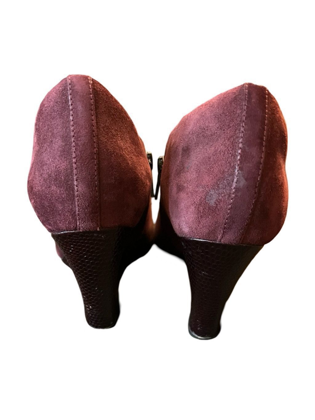 Clarks Clarks Purple Leather Booties Wedge Ankle Boots Zip Up 8.5 Size US 8.5 / IT 38.5 - 4 Thumbnail