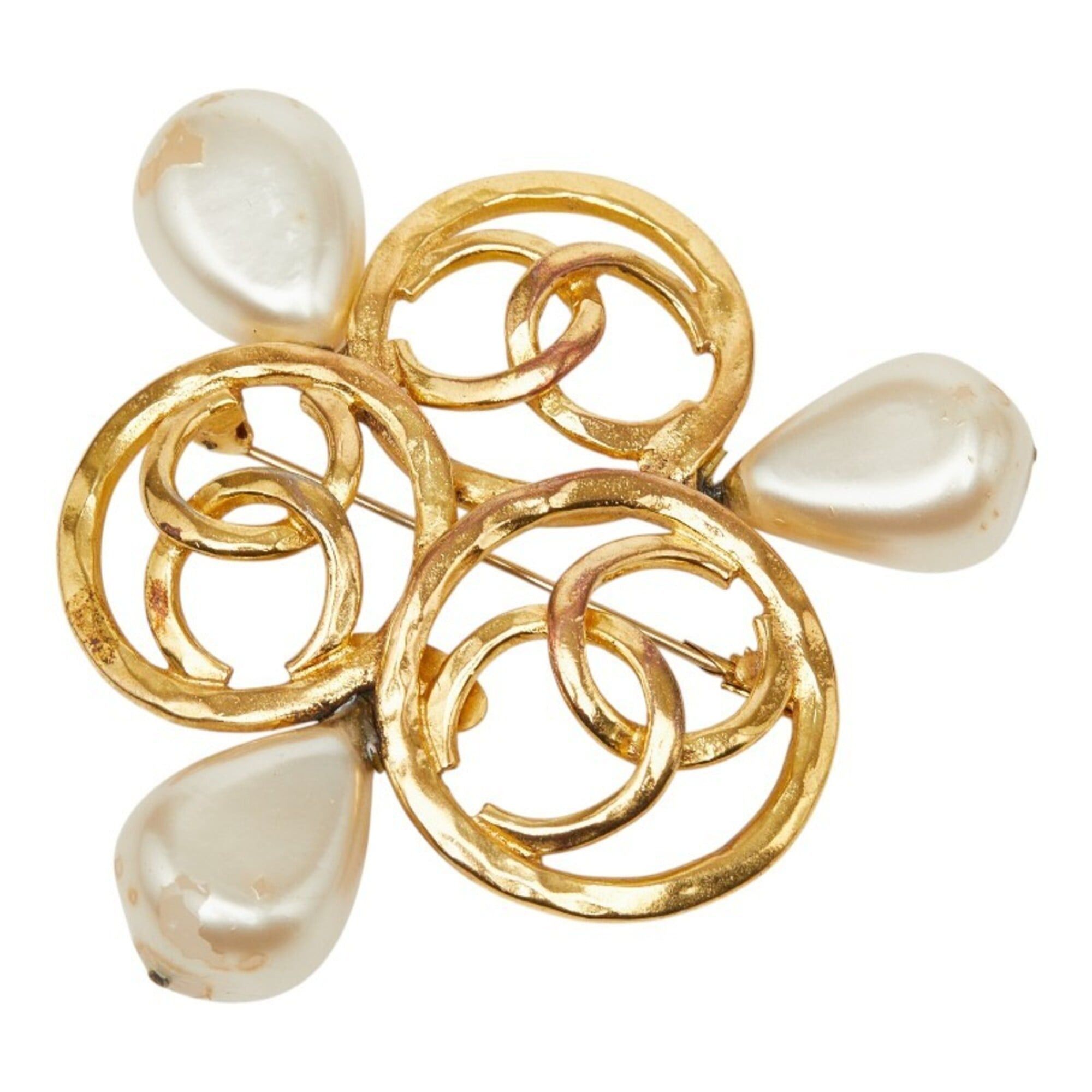 Chanel Chanel Coco Mark Brooch, Gold Plated, Faux Pearl, Women's CHANEL Size ONE SIZE - 1 Thumbnail