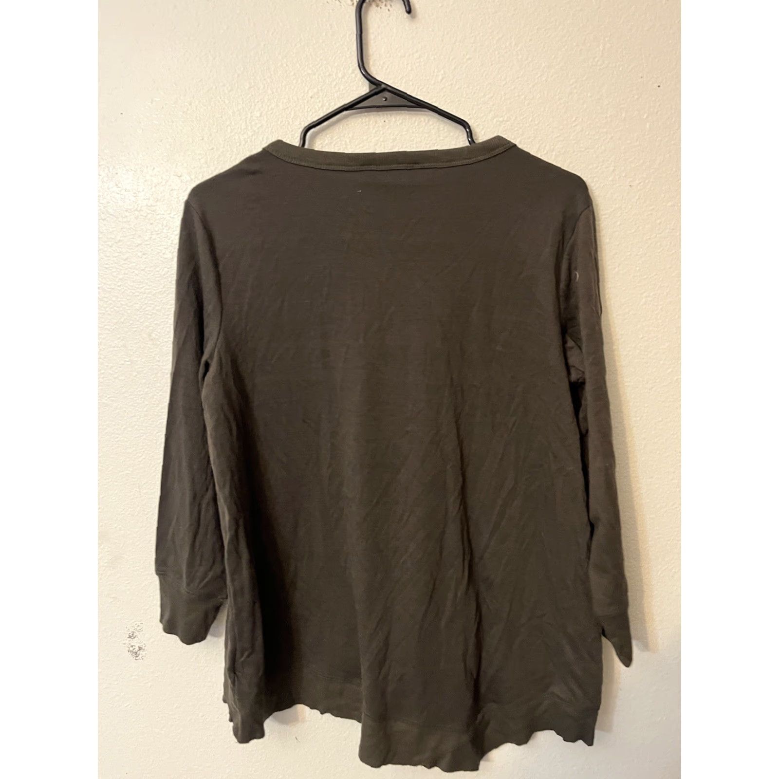 Vintage VINTAGE Simply Vera Vera Wang Women’s PM Green Brown Ruffle Long Sleeve Pullover Top Shirt Adult PM Brown Green Ruffle Sleeves Womens Size M / US 6-8 / IT 42-44 - 3 Thumbnail