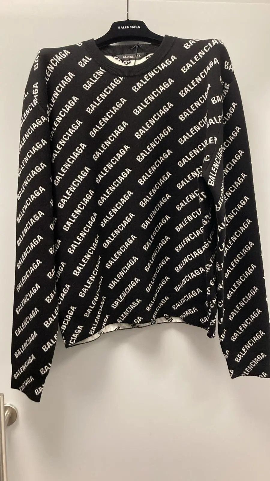 Balenciaga o1la1rc1a1224 All-Over Crewneck Sweater in Black/White Size XS / US 0-2 / IT 36-38 - 2 Thumbnail