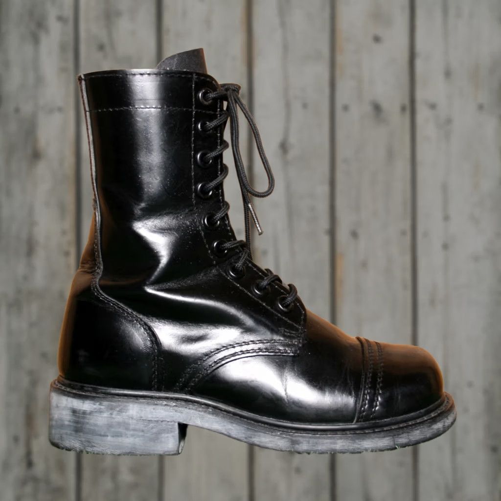 Vintage VINTAGE Black Leather Cap Toe M-1956 Style Combat Boots Mens 4 ≈ Womens 5.5-6 Leather Upper Combat Unisex Adults Boots Size ONE SIZE - 1 Thumbnail