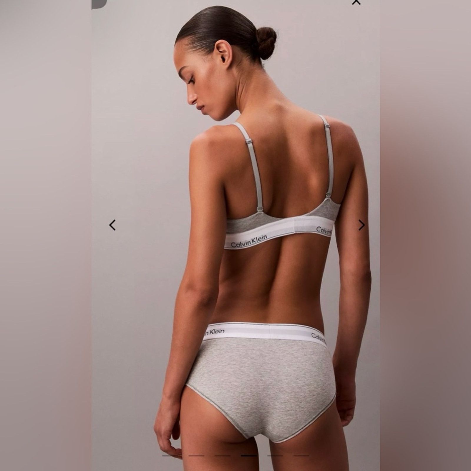 Calvin Klein Calvin Klein Light Gray Logo Triangle Bralette & Brief Set S Size ONE SIZE - 3 Thumbnail