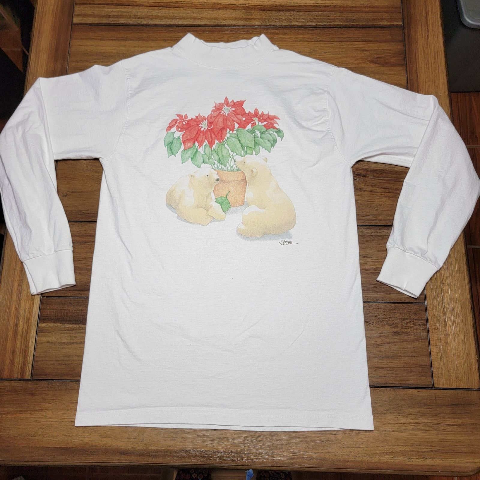 Fruit Of The Loom LS Tee Polar Bears w/ Poinsettias (Fruit Of The Loom) - Med Size M / US 6-8 / IT 42-44 - 1 Thumbnail