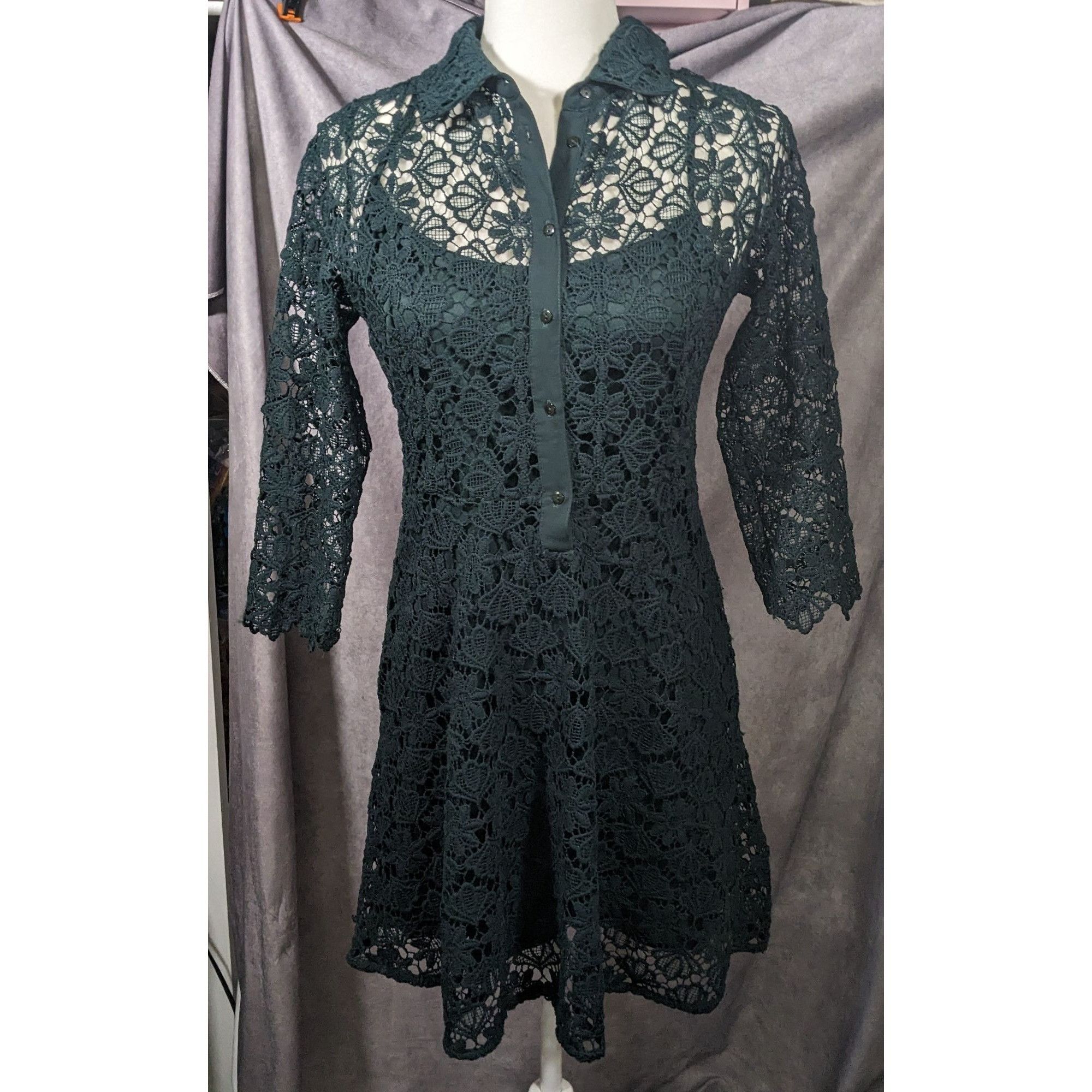 Zara Zara Basic Collection Gothic Black Floral Overlay Dress Size Size M / US 6-8 / IT 42-44 - 8 Thumbnail