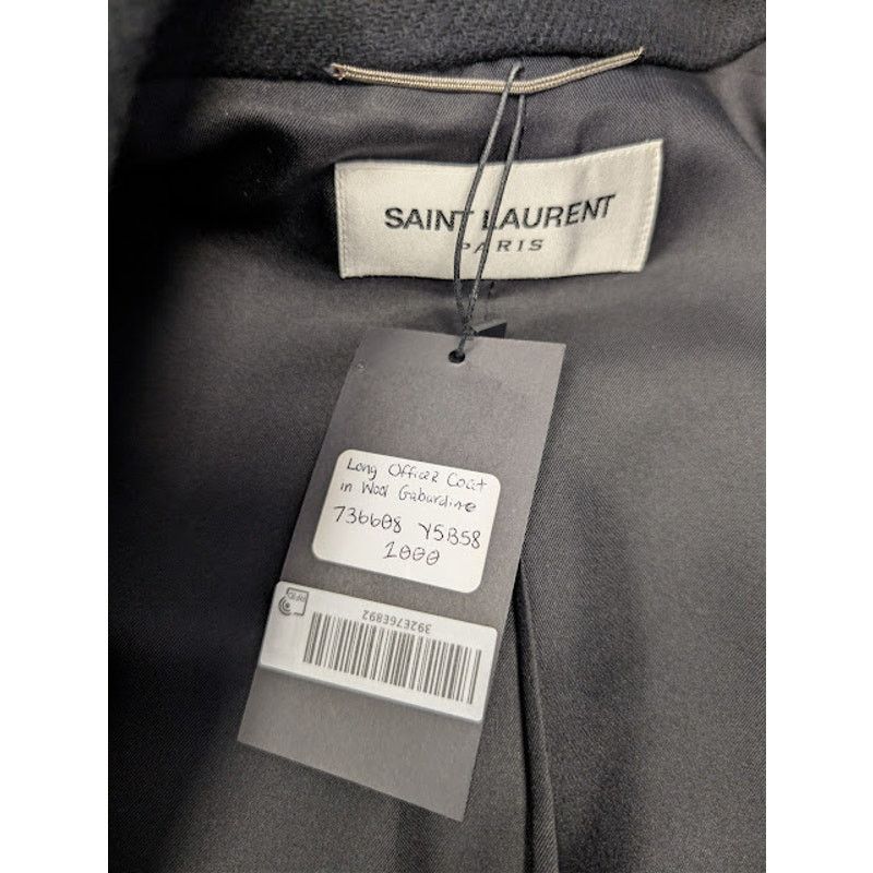 Saint Laurent Paris o1rshd1 Long Officer Coat in Wool Gabardine in Grey Size US M / EU 48-50 / 2 - 22 Thumbnail