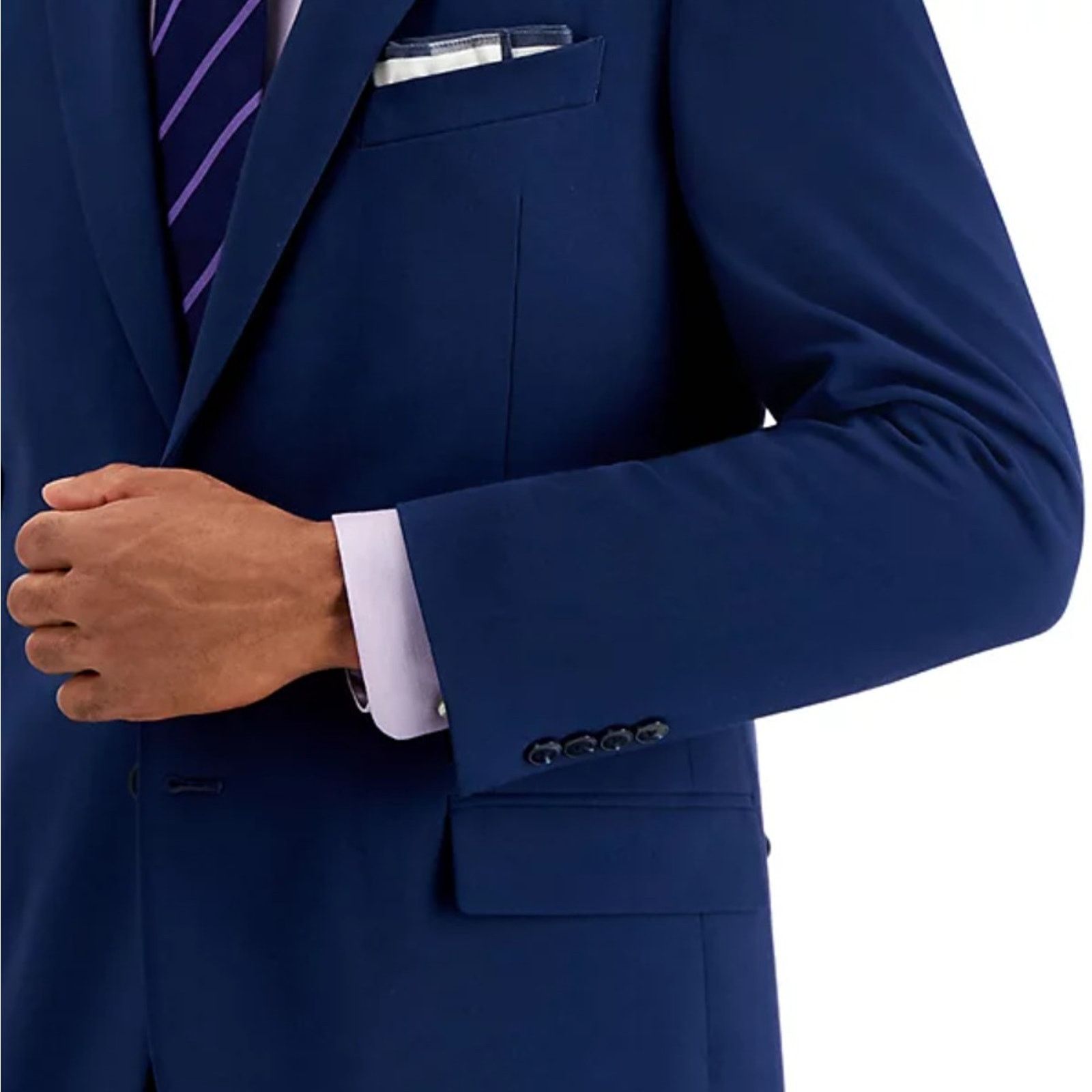 Nautica Nautica Men's Solid Blue Modern Formal Suit Blazer Size 48L Size 48L - 3 Thumbnail