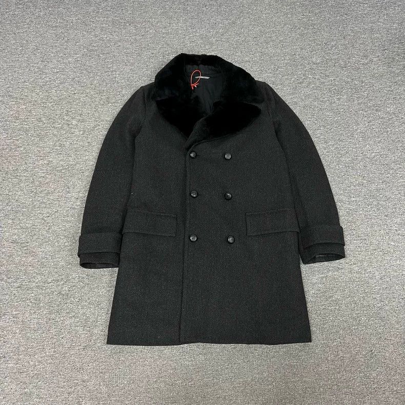 Dior Fur collar double-breasted wool coat 2502-Nextarrow