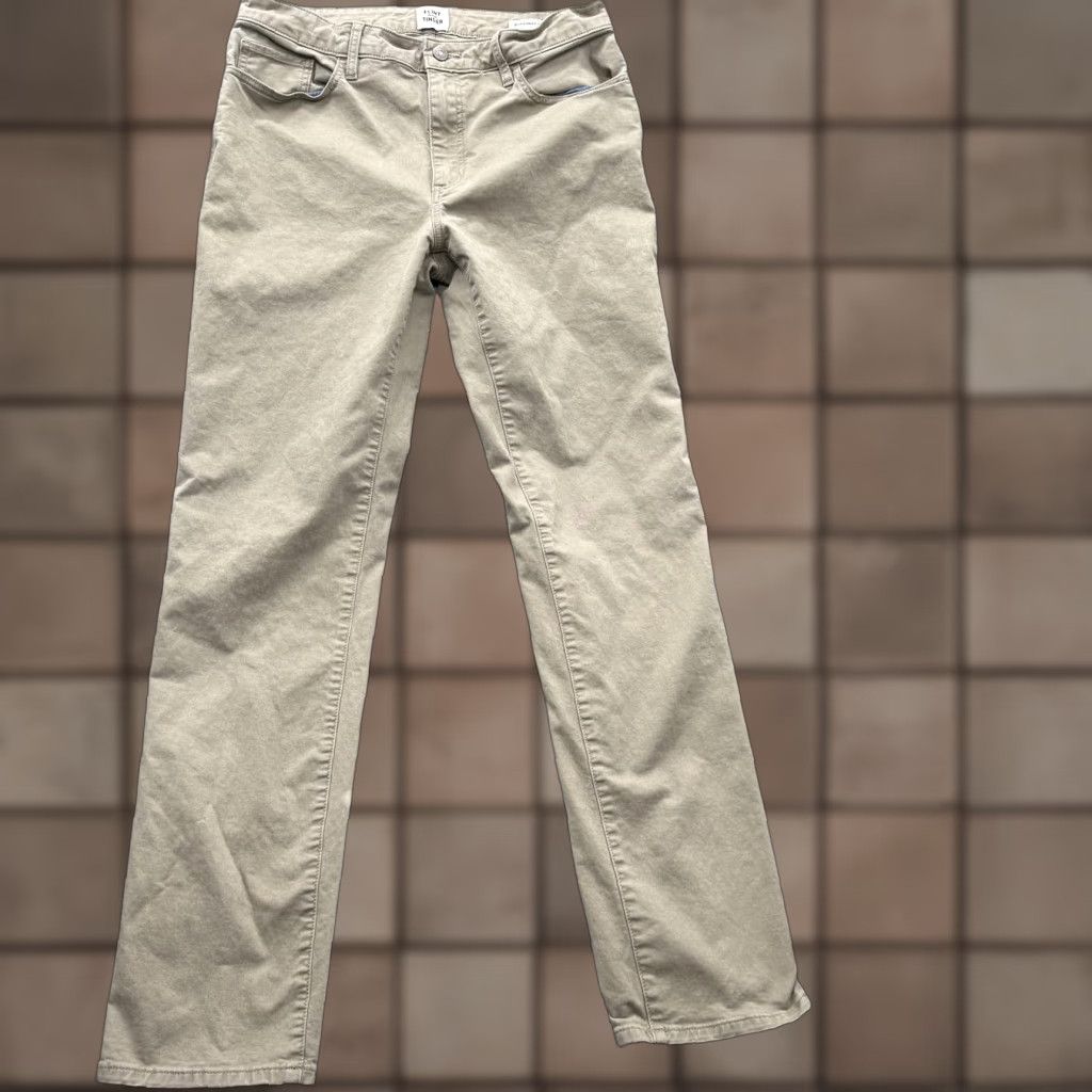 Flint And Tinder Flint and Tinder Pants Mens 33x34 Beige Straight Chino Stretch 5-Pocket Casual Adult Regular Fit Size US 33 - 1 Thumbnail