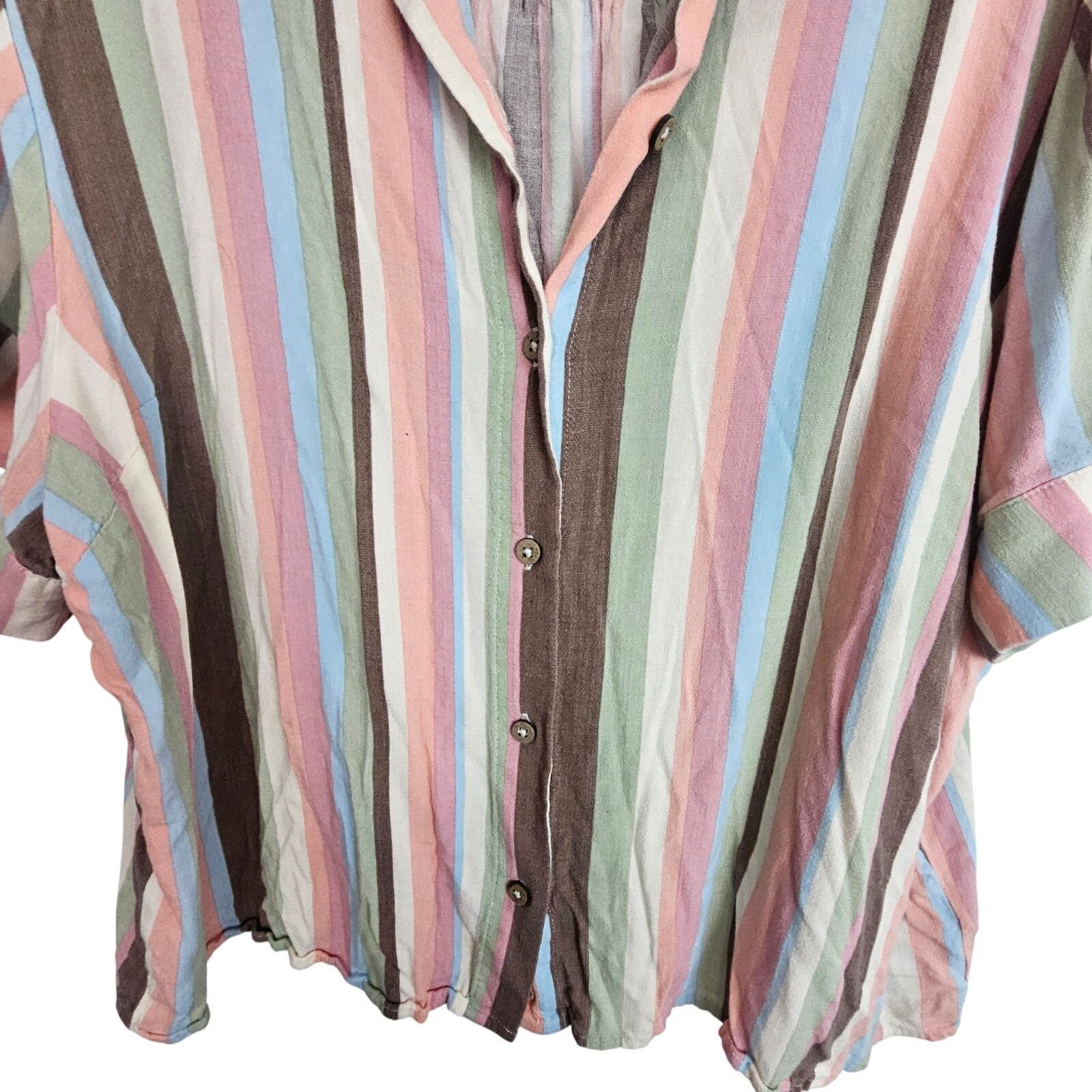 Torrid Torrid Womens Striped Button Crop Top Plus Size 4X Rainbow Size 4XL / US 24-26 - 4 Thumbnail