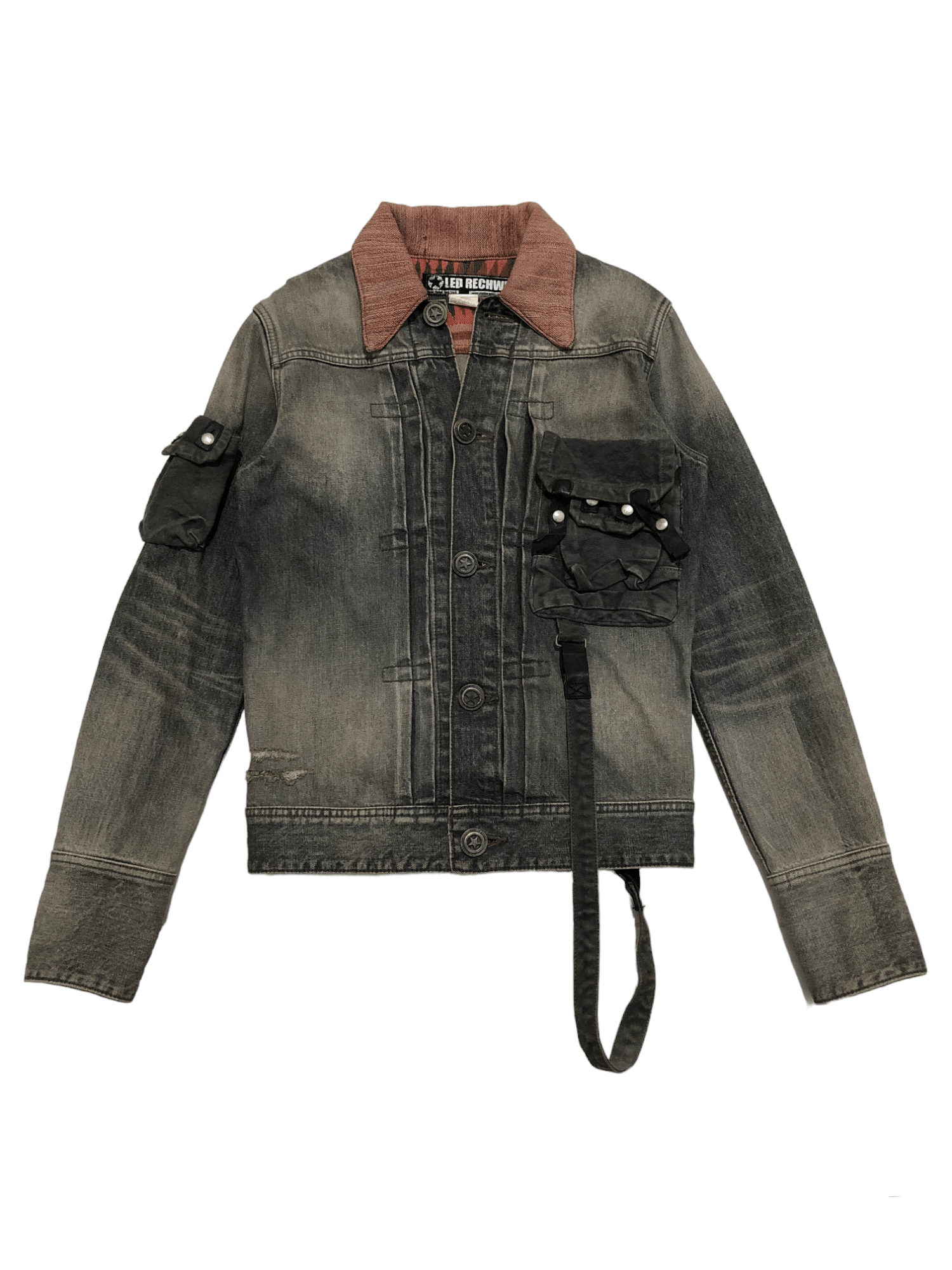 Image of If Six Was Nine x Le Grande Bleu L G B 00S Led Rechwe Heavy Weight Denim Jacket Punk Style (Size Sm