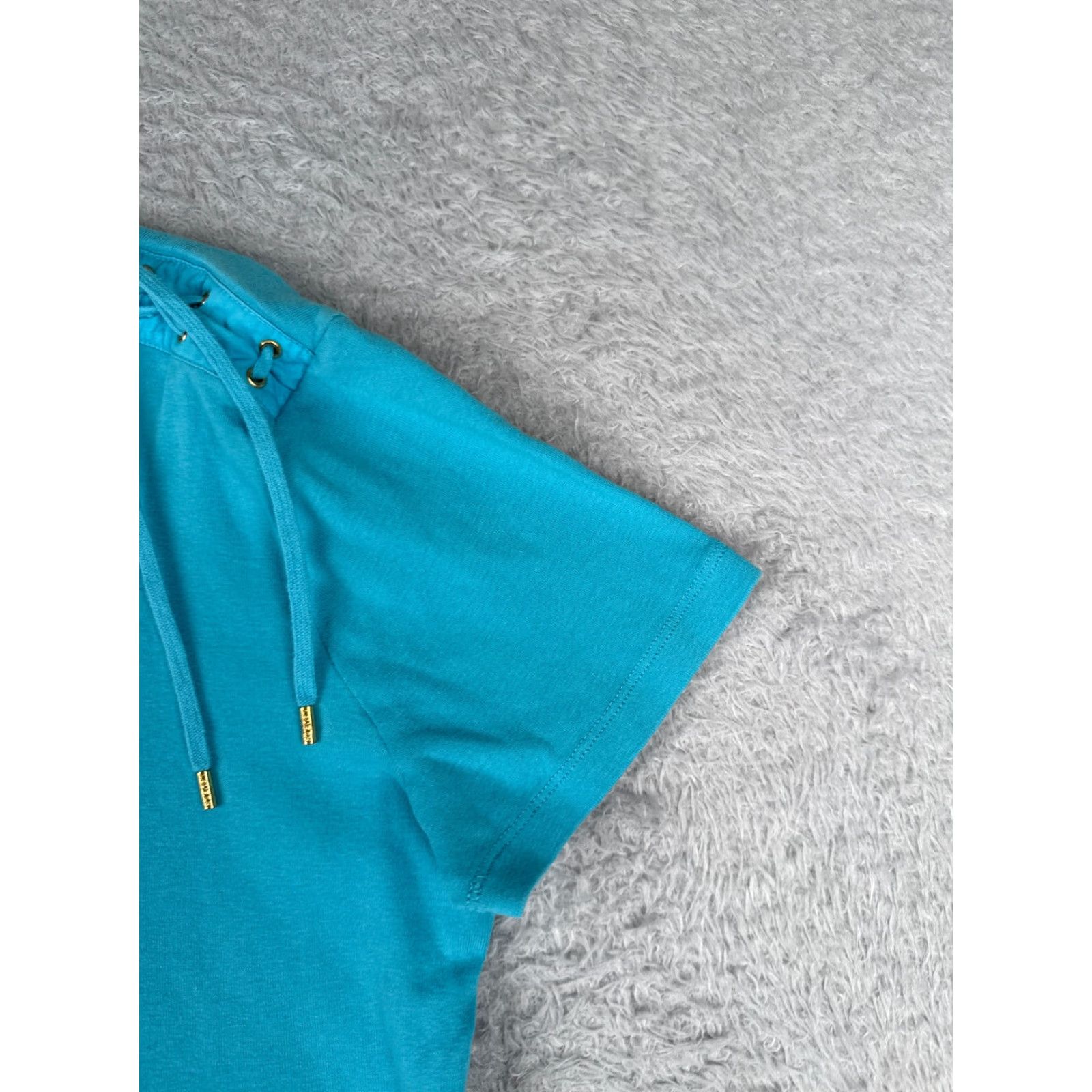 Ralph Lauren VINTAGE Lauren Ralph Lauren Shirt Women L Blue Short Sleeve Cotton Round Neck LRL Size L / US 10 / IT 46 - 2 Thumbnail