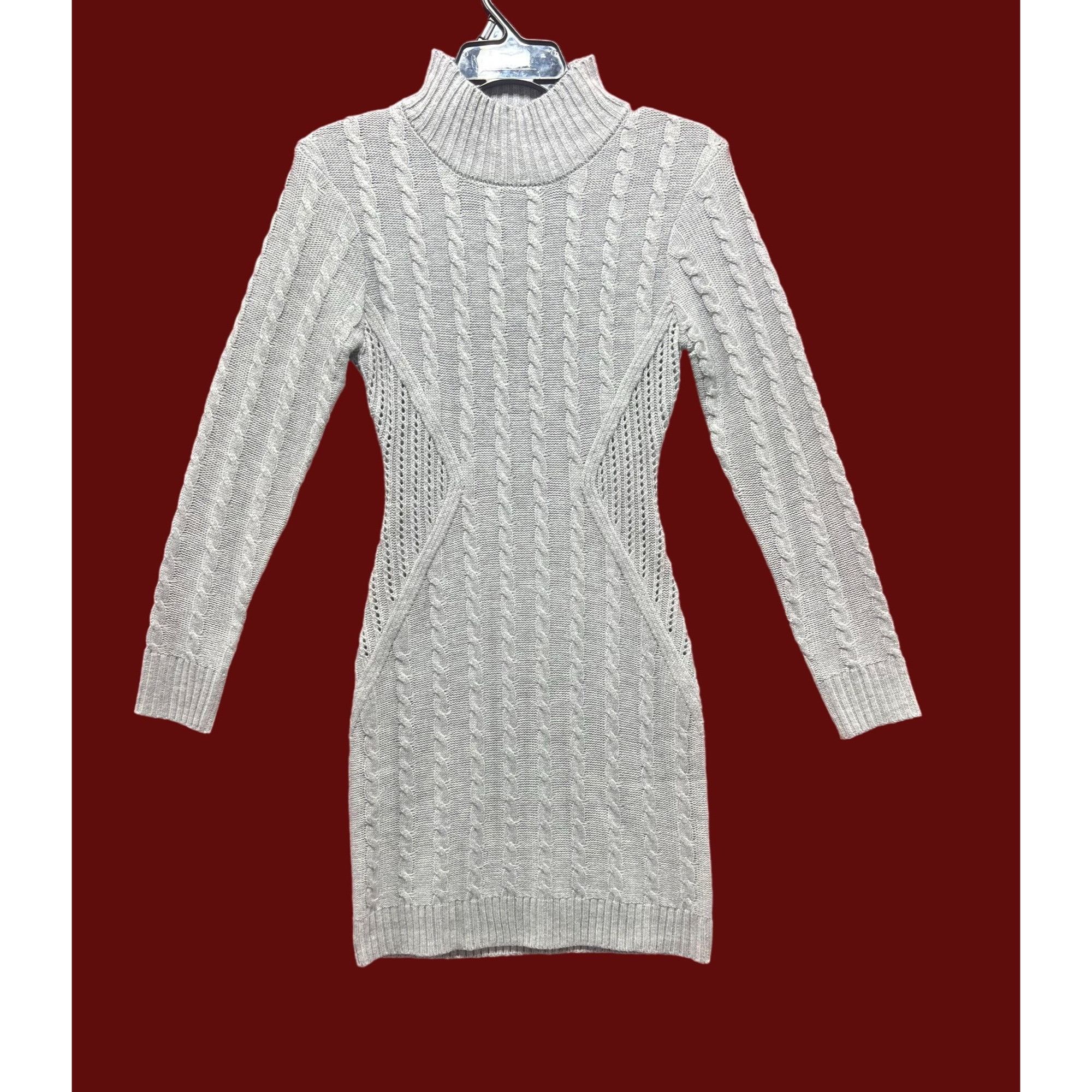 Other Just Polly - Women's Turtleneck Cable Knit Sweater Dress - G Size S / US 4 / IT 40 - 1 Thumbnail