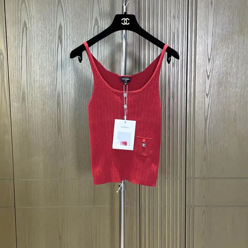 Chanel Chanel Red Cotton Blend Women's Pullover 0089 Size S / US 4 / IT 40 - 1 Thumbnail