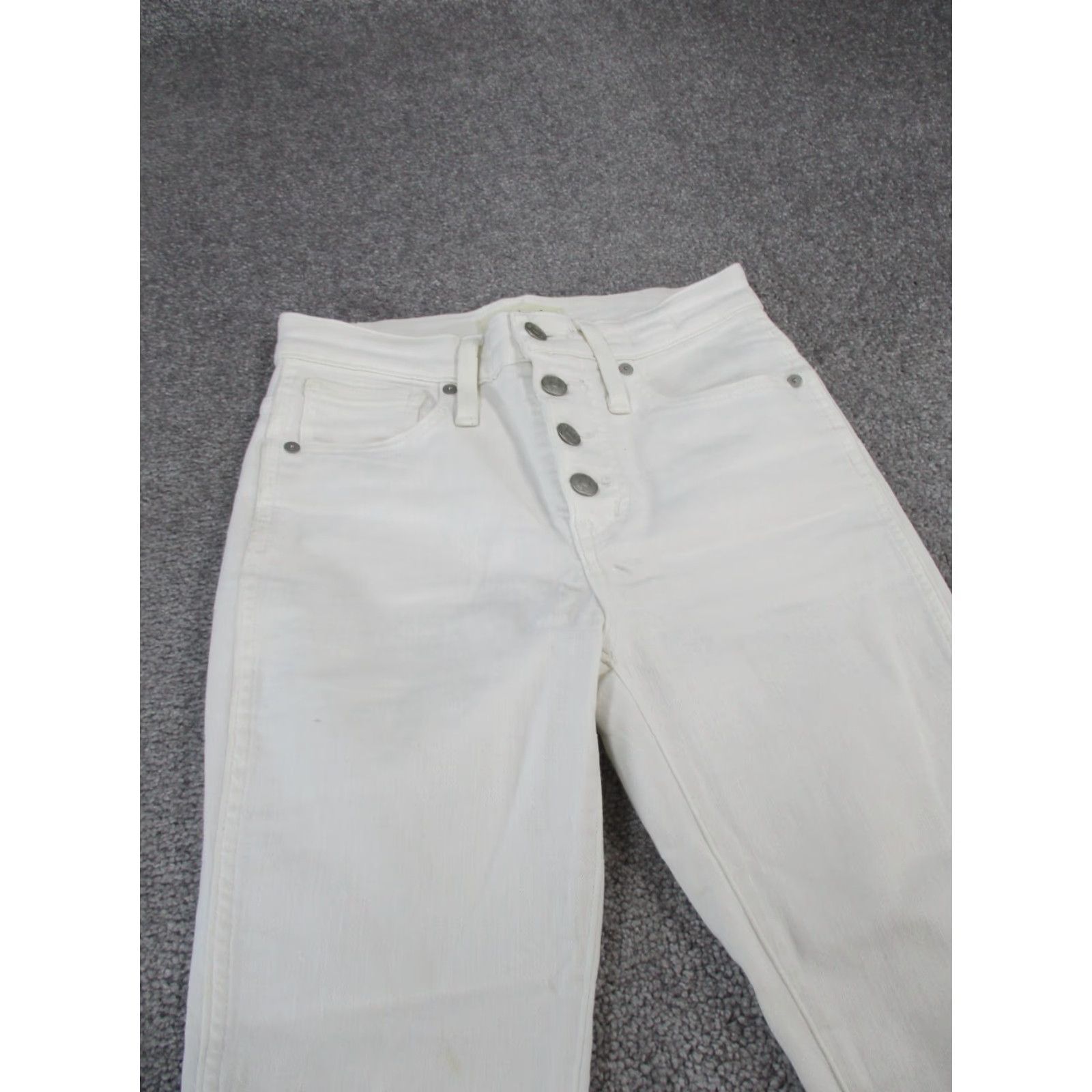 Madewell Madewell Jeans Womens 25 Petite White Denim Button Fly Skinny Crop Mens? Size 42" / US 20 - 4 Thumbnail