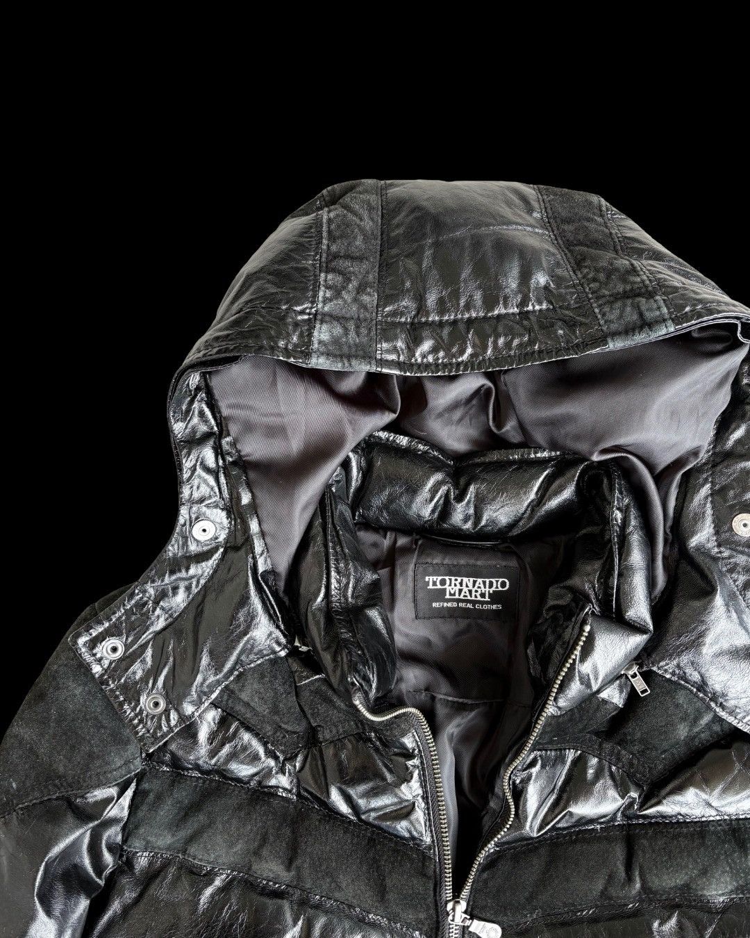 Tornado Mart Tornado Mart Black Leather puff jacket Size US S / EU 44-46 / 1 - 4 Thumbnail