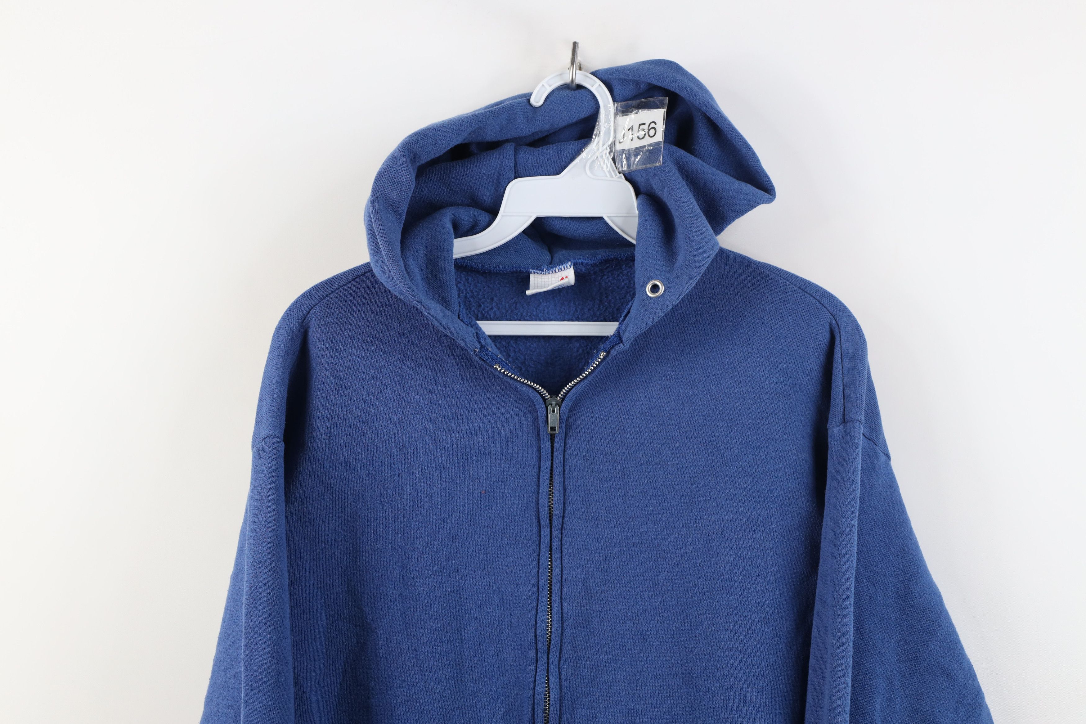 Vintage Vintage 80s 90s Streetwear Blank Full Zip Hoodie Blue USA Size US L / EU 52-54 / 3 - 2 Thumbnail