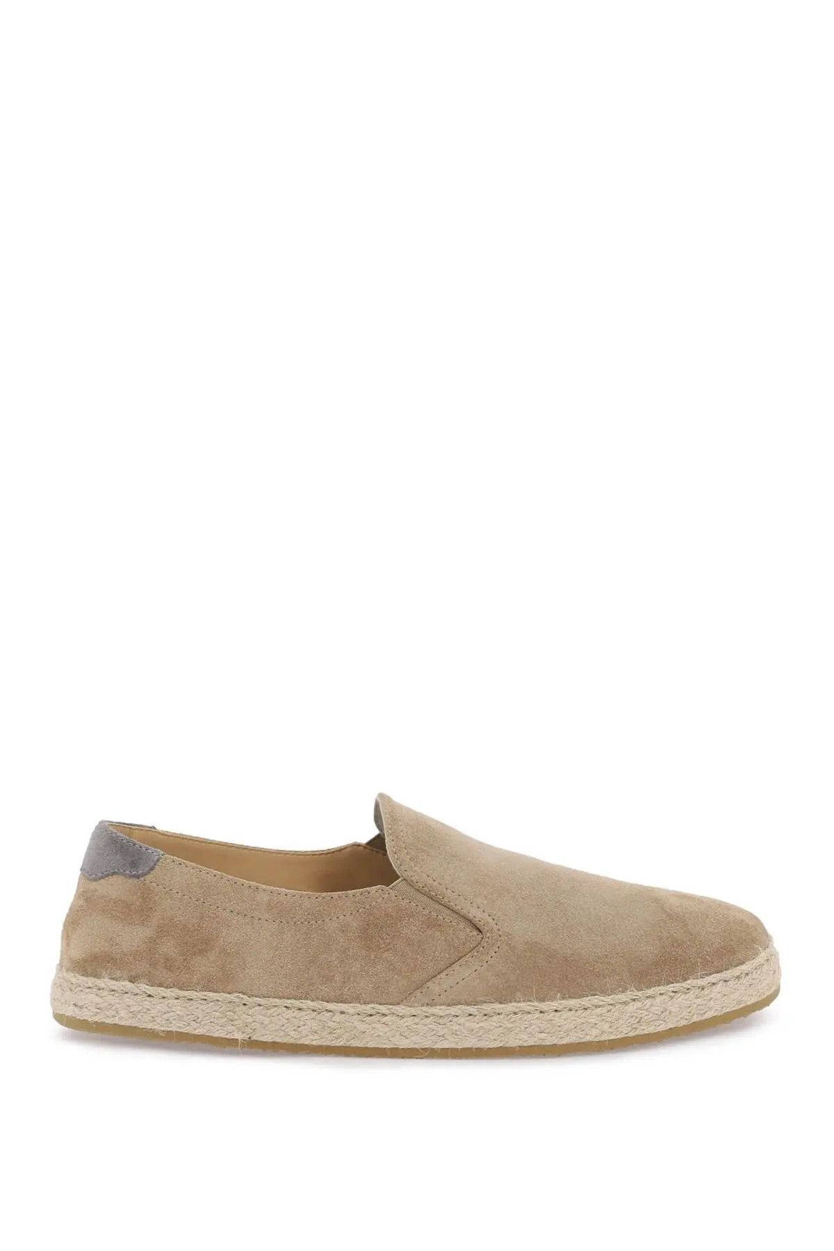image of Brunello Cucinelli O1S22I1N0224 Suede Slip-Ons In Beige Shoes, Men's (Size 11)
