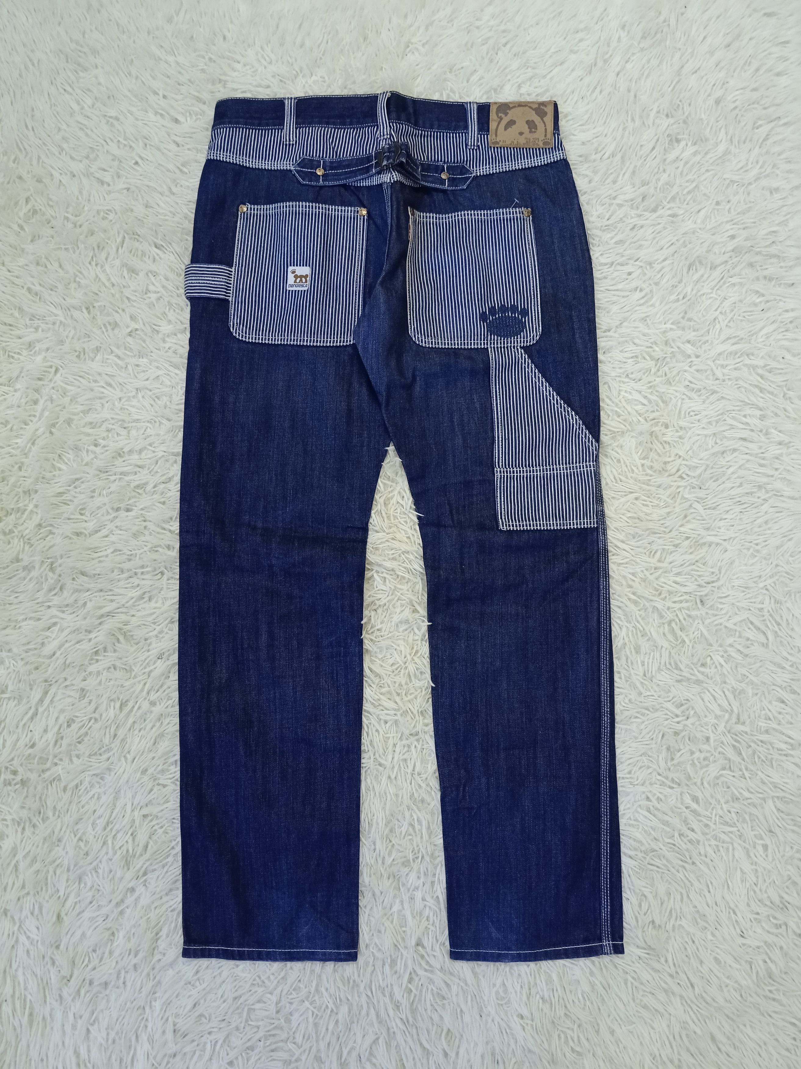 Japanese Brand 2 TONE STRIPE CARPENTER PANDIESTA DENIM PANTS Size US 34 / EU 50 - 1 Thumbnail