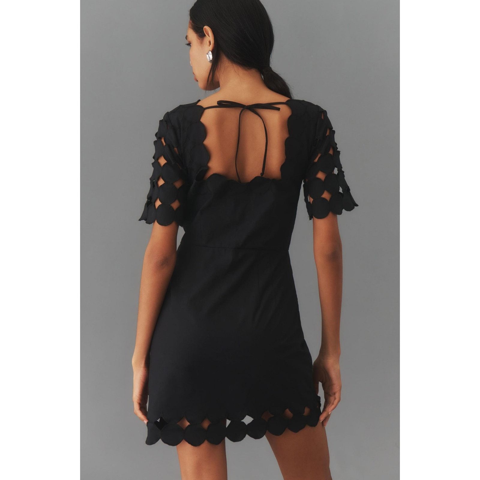Anthropologie New Cutwork Mini Shift Dress $178 Sz 14 Black Size XL / US 12-14 / IT 48-50 - 3 Thumbnail