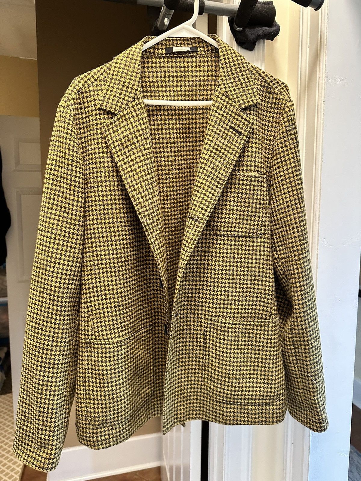 image of Massimo Alba Houndstooth Blazer in Yellow, Men's (Size 50R)