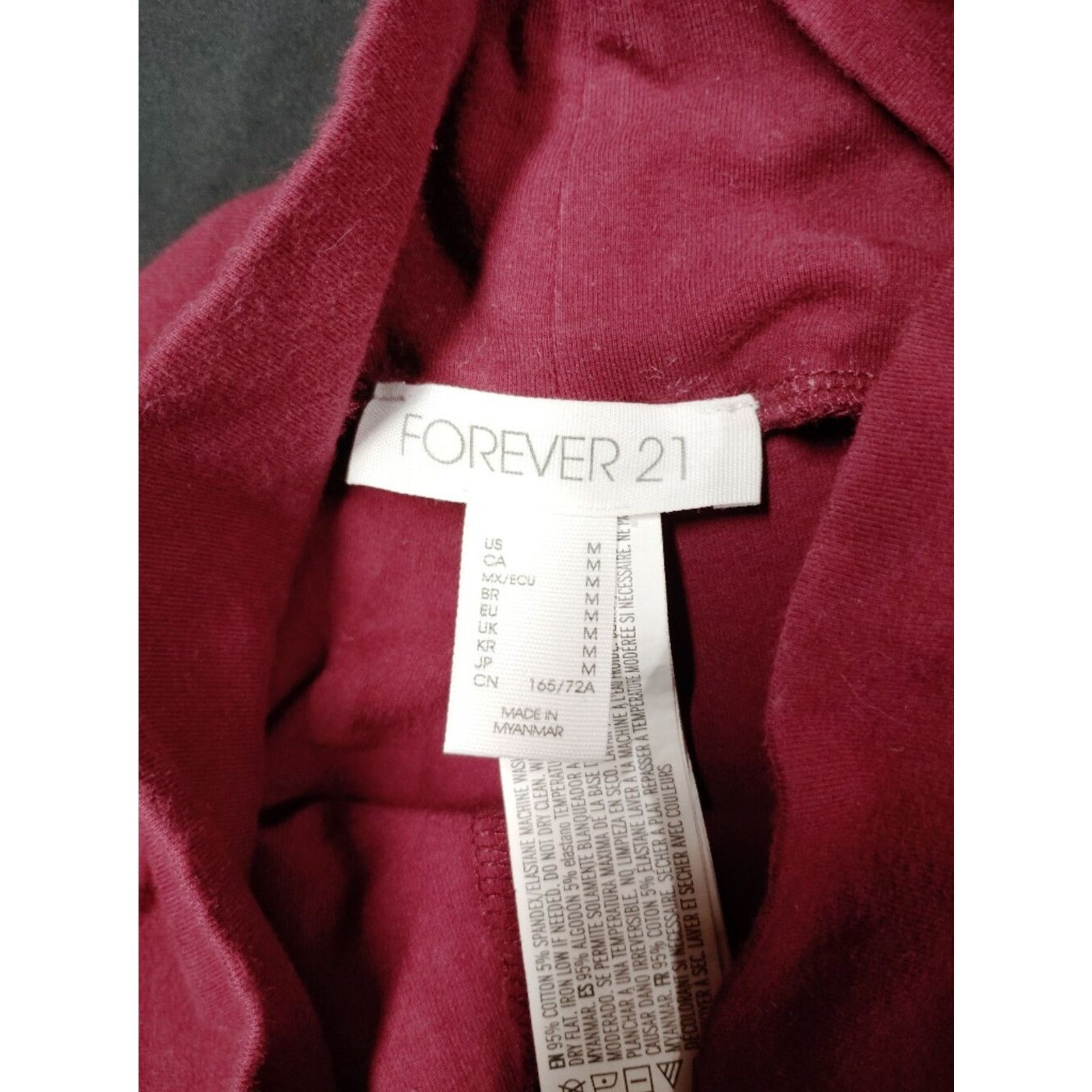 Forever 21 Forever 21 Red Burgundy Fold-Over Cuff Stretch Leggings Size 24" / US 00 / IT 34 - 2 Thumbnail