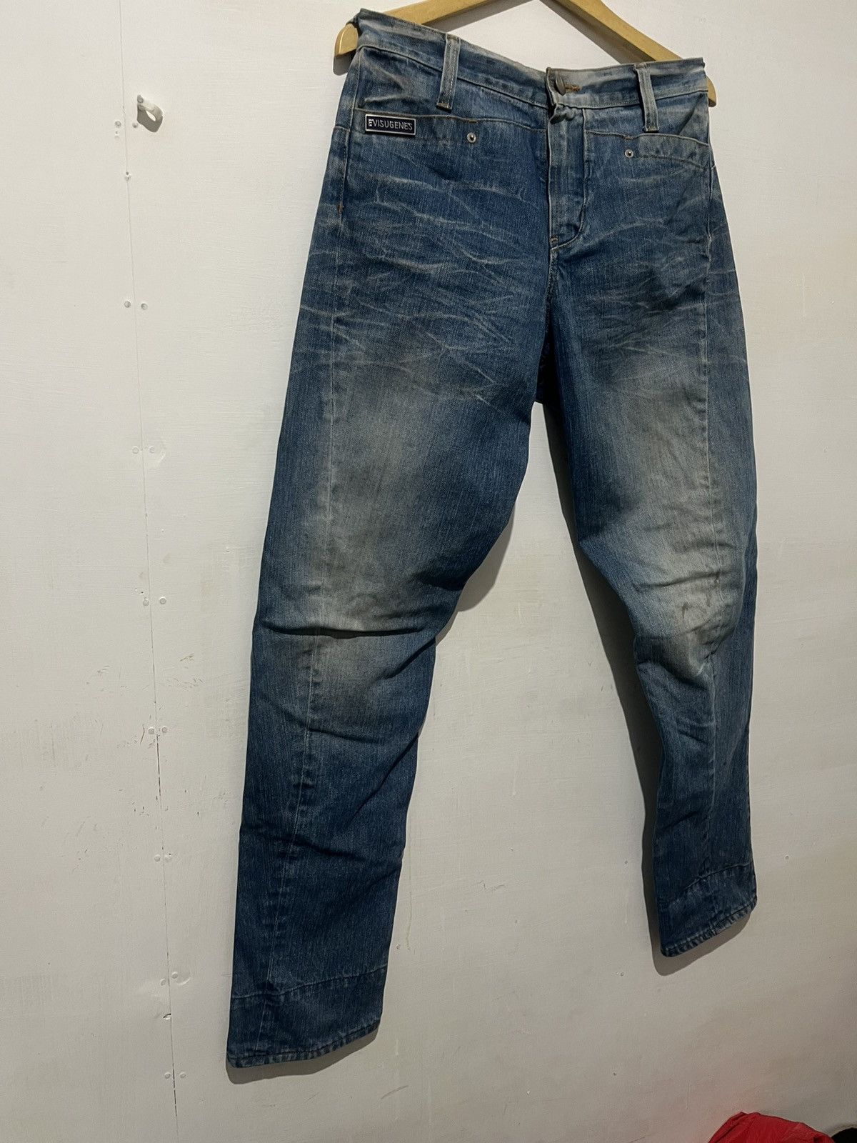 Japanese Brand Evisu Genes Baggy Denim Silver Logo Embroidery Y2K Style Size US 30 / EU 46 - 11 Thumbnail