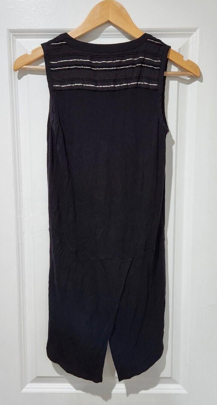 Designer Anthropologie Deletta Top Extra Small Black V Neck High Low Size XS / US 0-2 / IT 36-38 - 2 Thumbnail