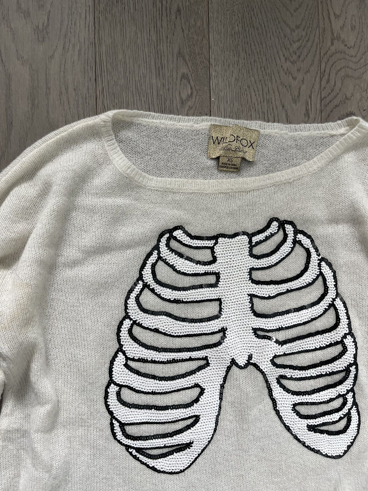 Wildfox Wildfox Skeleton Knit Sequence Sweater Size XS / US 0-2 / IT 36-38 - 2 Thumbnail