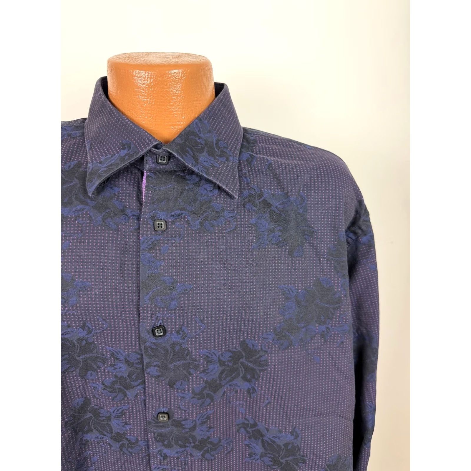 Vintage VINTAGE Visconti Uomo Shirt Men XL Floral Jacquard Black Button Up Mercereized Cotton Size US XL / EU 56 / 4 - 3 Thumbnail