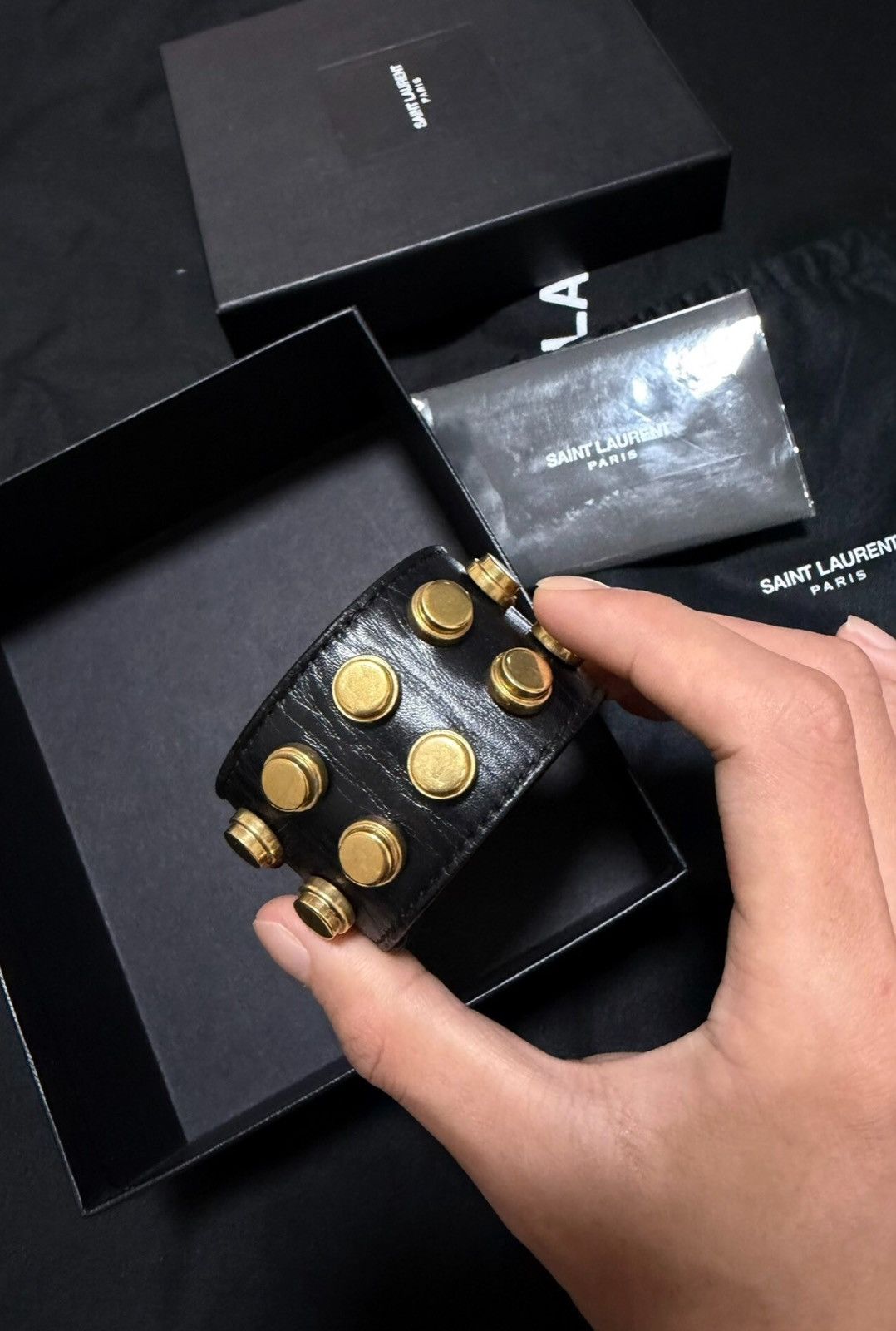 Saint Laurent Paris Saint Laurent 13SS Debut Year Double-Row Gold Stud Bracelt Size ONE SIZE - 1 Thumbnail