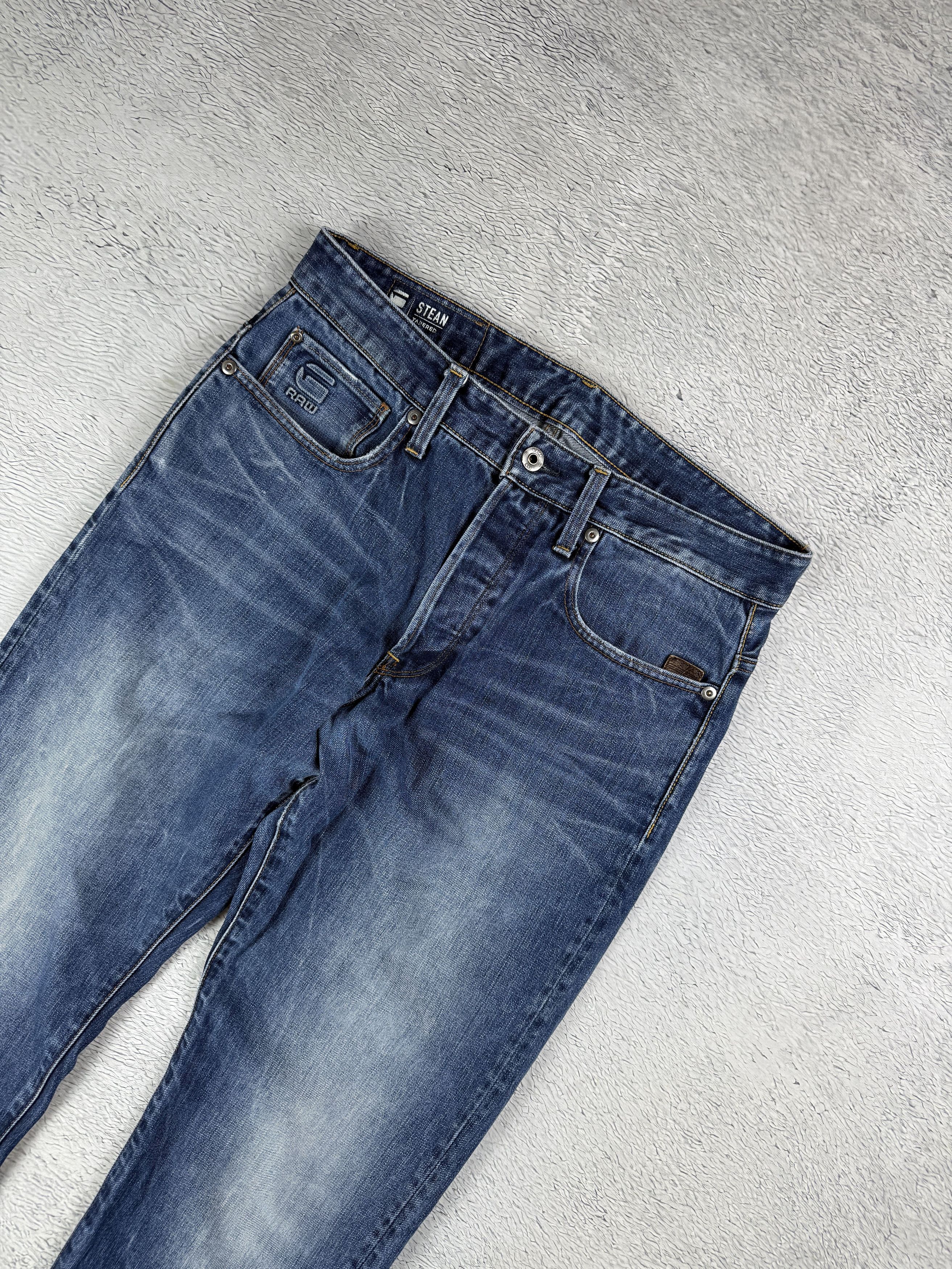 G-Star G-Star Raw Denim Jeans Stean Tapered Blue Distressed Denim Size US 32 / EU 48 - 4 Thumbnail