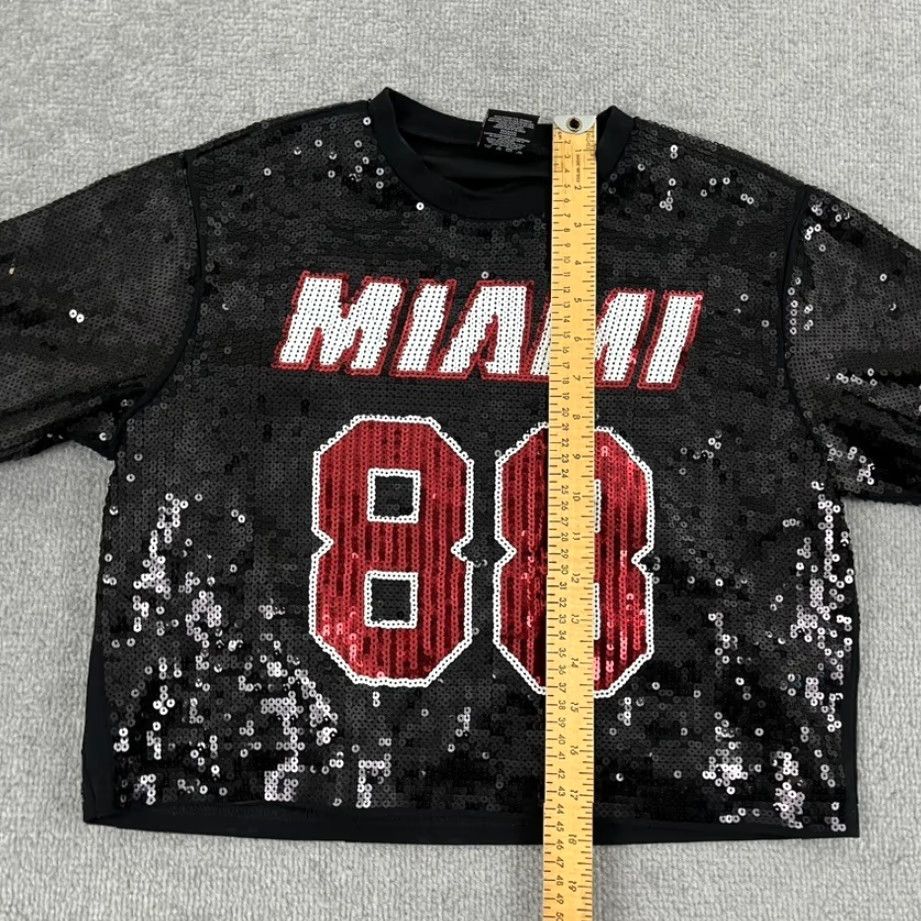 Nike Nike Shirt Womens Small Black Red Cropped Boxy Sequin Ultra Game NBA #88 Size S / US 4 / IT 40 - 5 Thumbnail