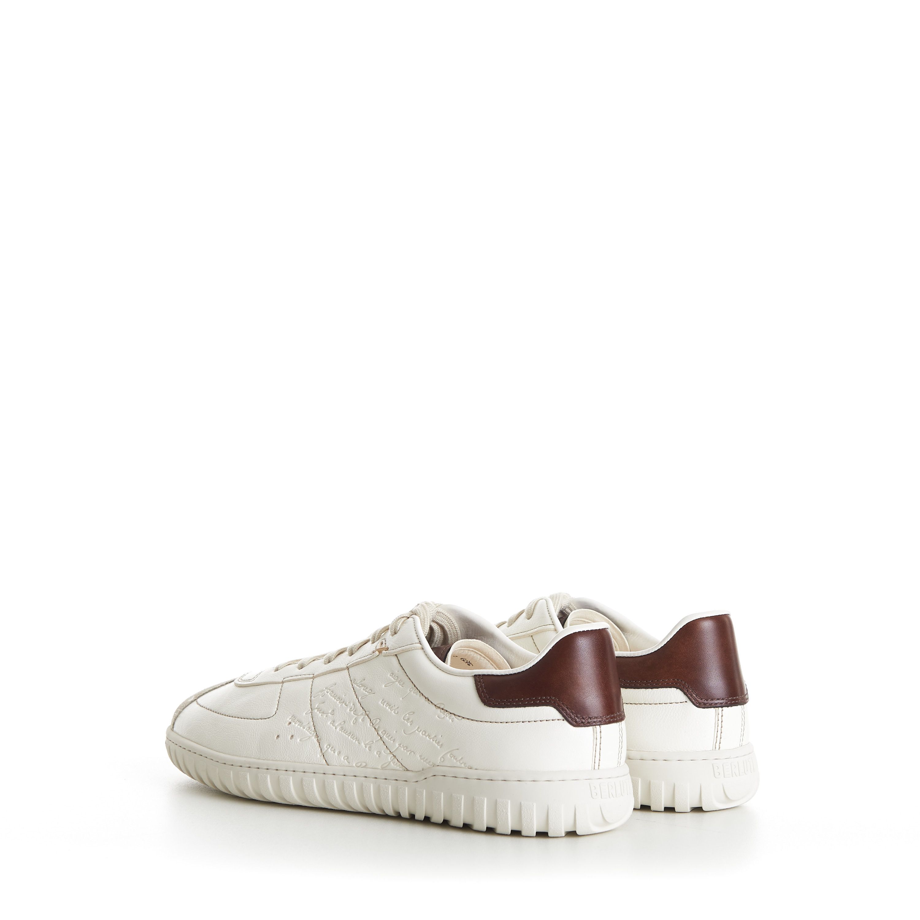 Berluti White Trainer Leather Sneaker - Scritto, Patina Leather Tab Size US 7.5 / EU 40-41 - 6 Thumbnail