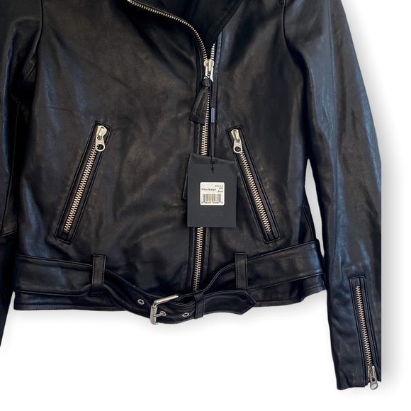 Mackage Mackage Miela-N Belted Leather Moto Jacket, NWT, Size XXS Size XXS / US 00 / IT 34 - 6 Thumbnail