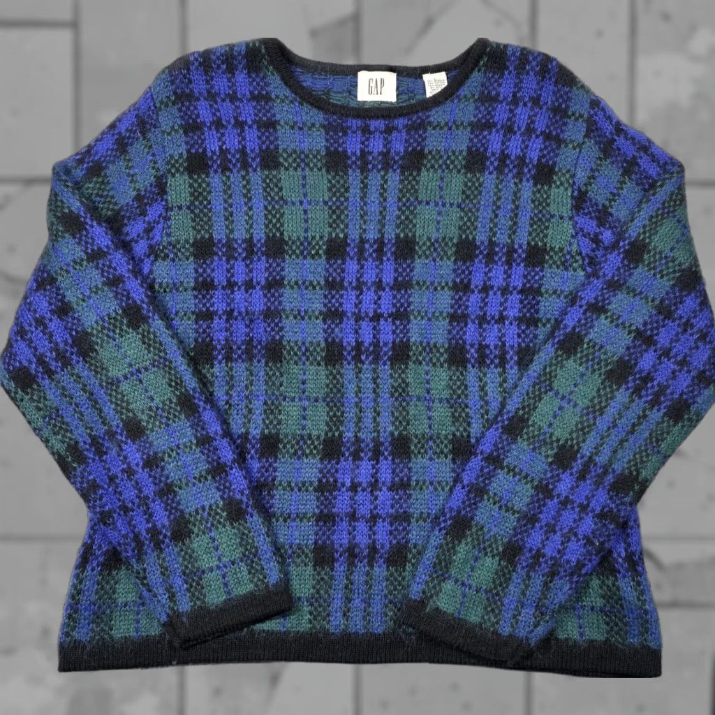 Gap **Vintage Gap Tartan Plaid Blue Green Womens Sweater Size L** User: Vintage Gap Tartan Plaid Blue Green Women's Large Sweater Size L / US 10 / IT 46 - 1 Thumbnail