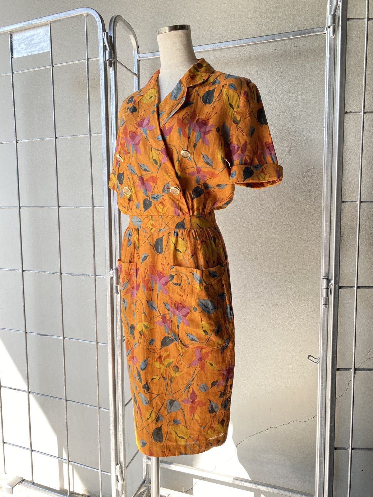 Valentino VALENTINO GARAVANI Orange Floral Button-Down Dress Size S / US 4 / IT 40 - 20 Thumbnail