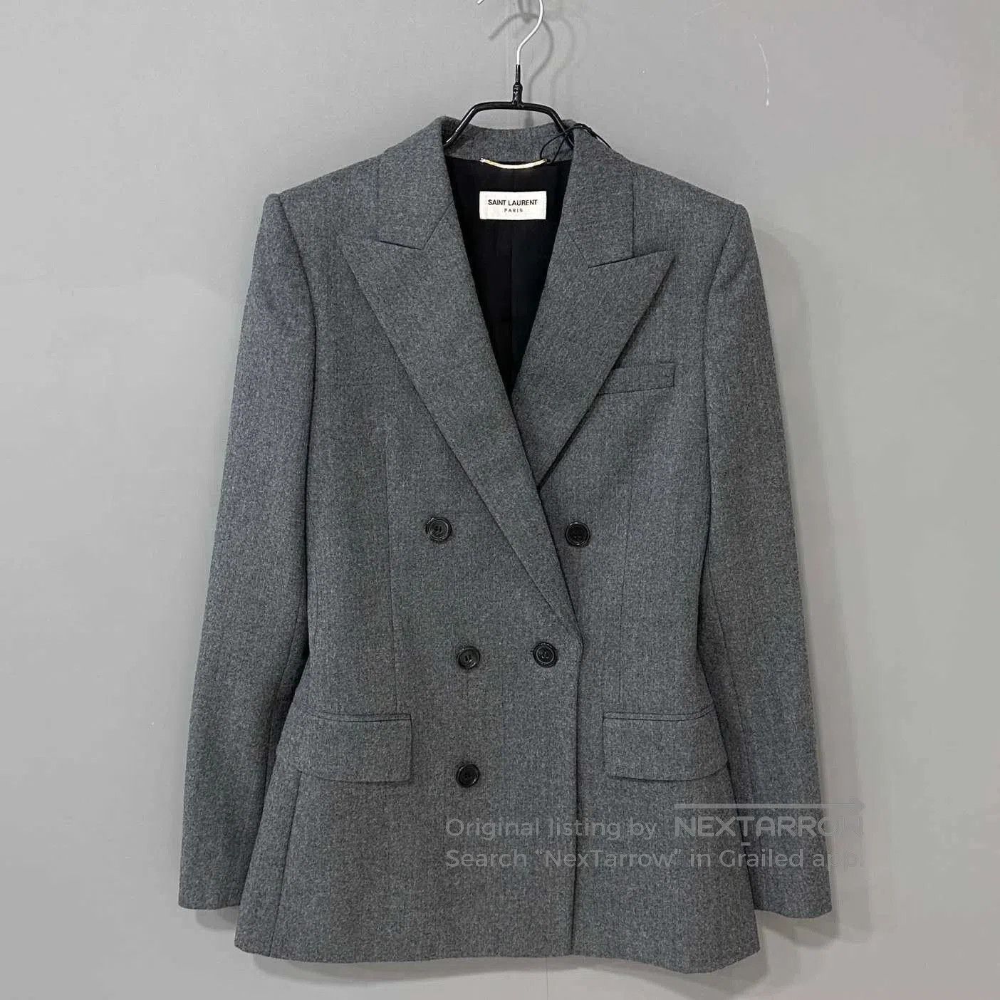 Saint Laurent Paris Saint Laurent Gray Double-Breasted Blazer. Size US M / EU 48-50 / 2 - 1 Thumbnail