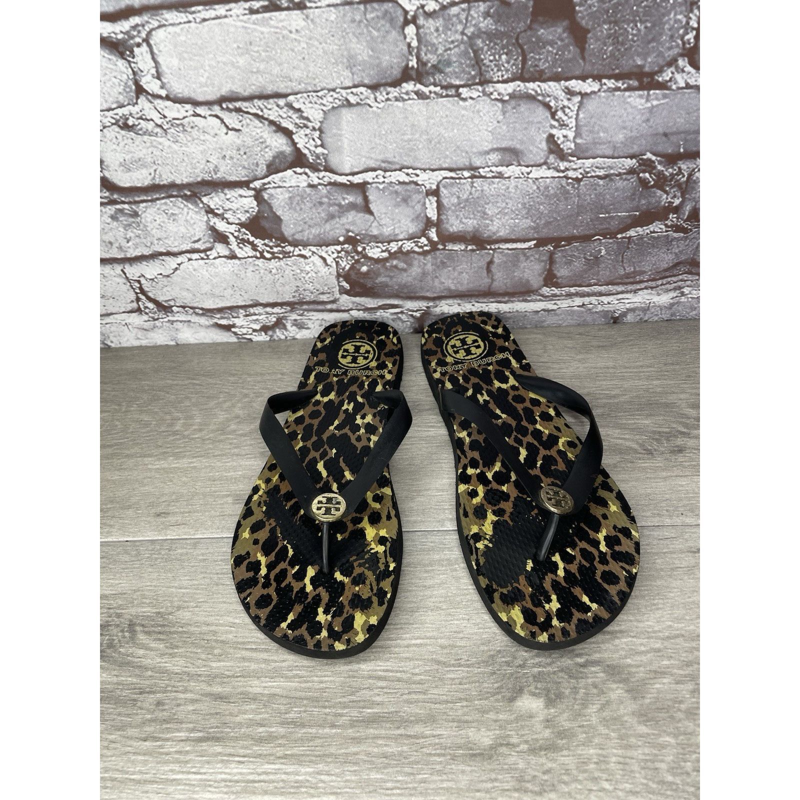 Tory Burch Tory Burch Animal Leopard Cheetah Print Black FlipFlops Sand Size US 9 / IT 39 - 3 Thumbnail