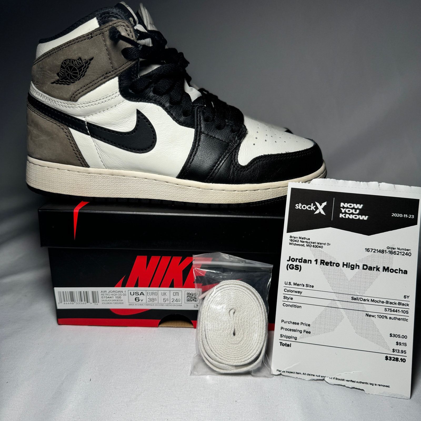 Jordan Brand × Nike Size 6 Air Jordan 1 Retro High OG GS Dark Mocha Men's Shoes Size US 6 / EU 39 - 1 Thumbnail
