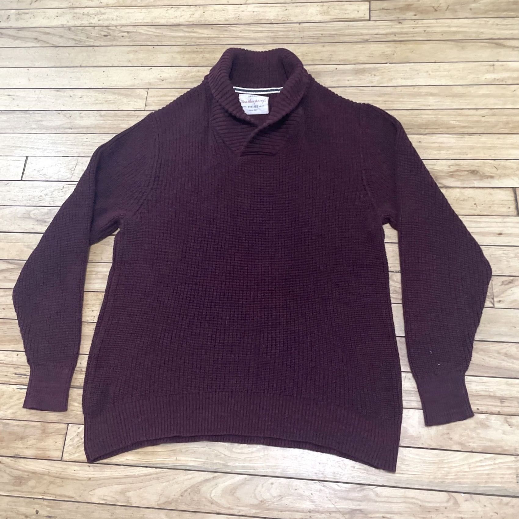 Weatherproof VINTAGE WEATHERPROOF Sweater Men L Cowl Neck Red Maroon Heavy Pullover L Shirt Size US L / EU 52-54 / 3 - 3 Thumbnail