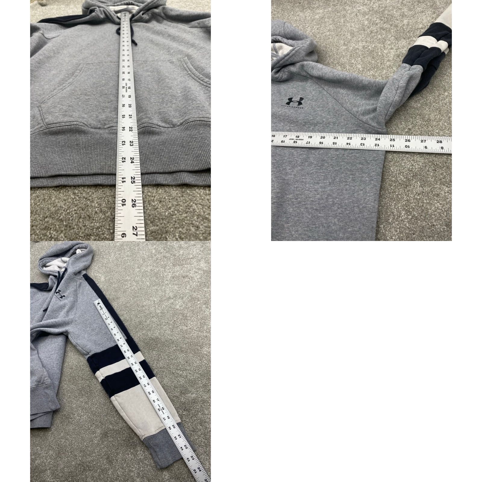 Under Armour VINTAGE Under Armour Hoodie Men XL Gray White Striped Pullover Loose Knit 4797 Size US XL / EU 56 / 4 - 8 Thumbnail