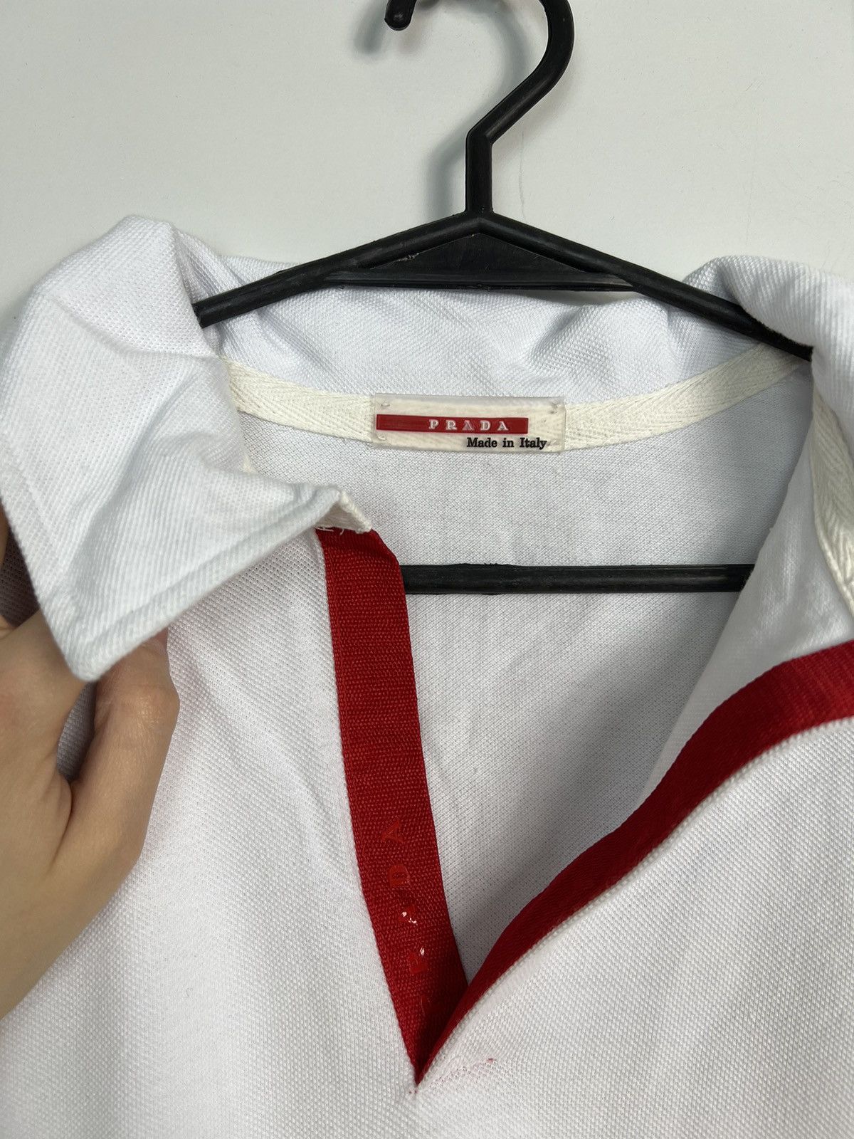 Prada Polo Shirt Prada Made In Italy White Vintage Size US L / EU 52-54 / 3 - 4 Thumbnail