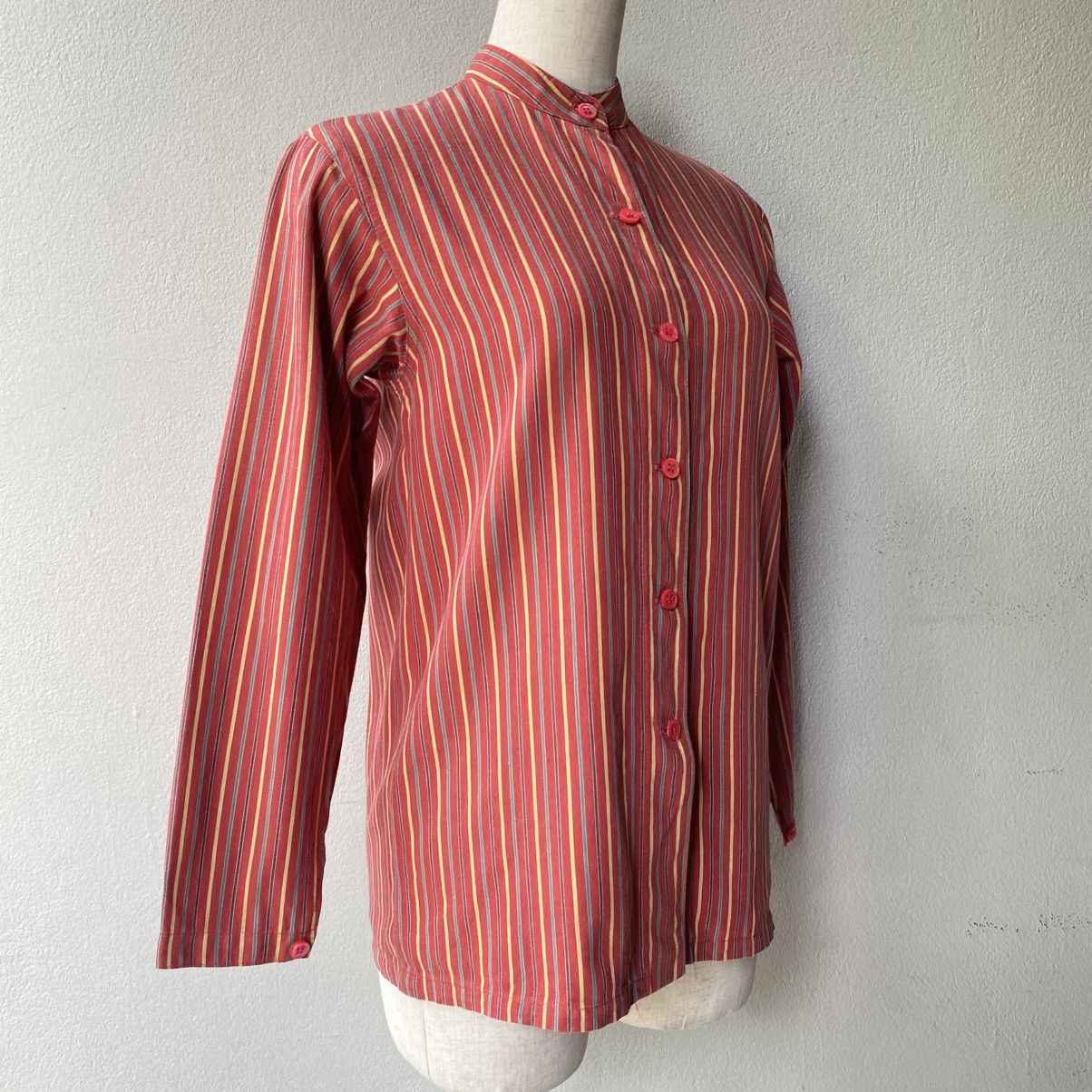 Kenzo Kenzo Vivid Red Stripe Mandarin Blouse Size M / US 6-8 / IT 42-44 - 8 Thumbnail