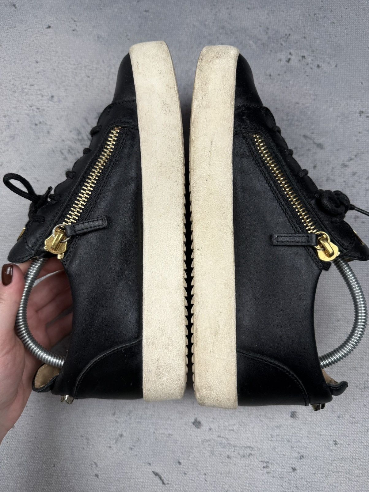 Giuseppe Zanotti Giuseppe Zanotti Frankie Shel Black Leather Studded Sneakers Size US 8 / EU 41 - 6 Thumbnail