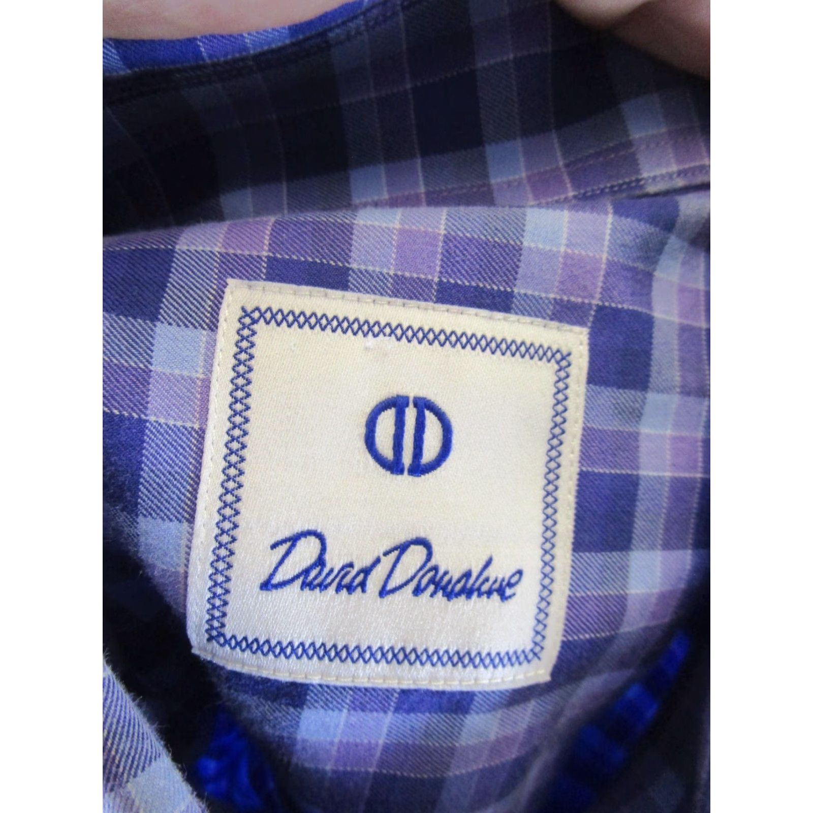 David Donahue David Donahue Shirt Mens Large Button Up Purple Cotton Check Slub Button-Up Casual Decade 90s Mens Size US L / EU 52-54 / 3 - 6 Thumbnail