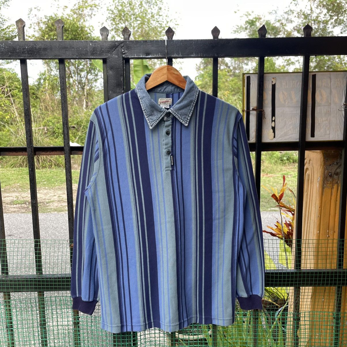 Guess 🔥Vintage 90s GUESS Denim Colllar Stiped Polos Shirts Size US M / EU 48-50 / 2 - 1 Thumbnail