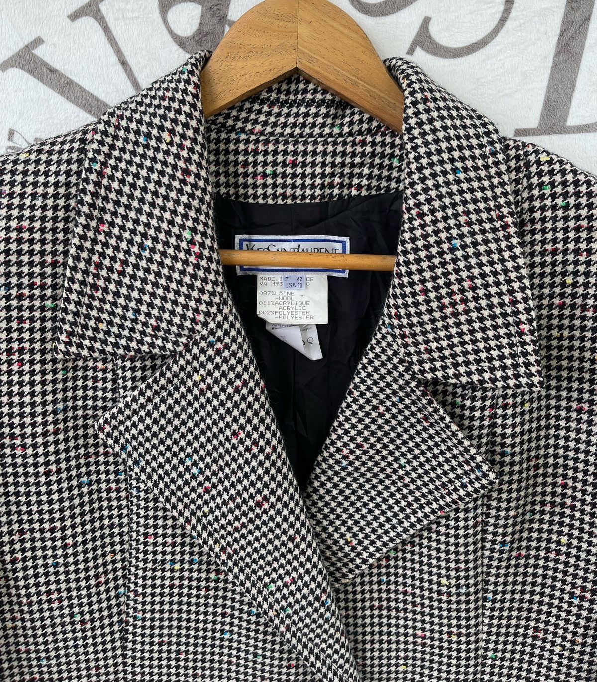Yves Saint Laurent 🔥A/W 1980 YVES SAINT LAURENT WOMEN'S HOUNDSTOOTH JACKET Size M / US 6-8 / IT 42-44 - 8 Thumbnail